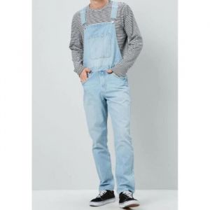 Salopette en Denim Homme Vintage Coupe Régulière Multipoches de Travail Jeans Pantalon Slim Jumpsuit Dungarees Streetwear