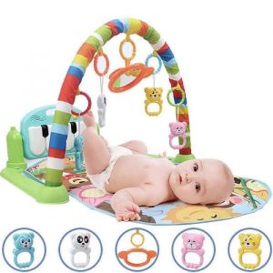 Tapis Musical D&Eacute;veil de La Jungle pour B&eacute;b&eacute; 4 En 1 Tapis de Fitness Piano Jouets Amovibles Gar&ccedil;ons Filles