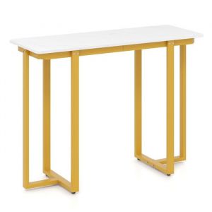 LIFEZEAL Table Console dEntrée 107 x 40 x 795 cm en Effet de Marbre Console Derrière Canapé Moderne avec Pieds Renforcés Or
