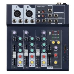 Professional Mixer  4-Channel 2-Bus Mixer/w USB Audio Interface for Recording DJ Stage Karaoke Music Application