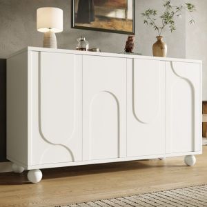 Buffet bas moderne 120&times;35&times;71cm Meuble de rangement en bois avec 2 portes pour salon cuisine chambre - blanc