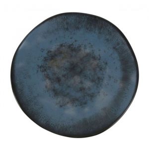 Service de 12 assiettes plates YAKI rondes à dessert en porcelaine décorée - diamètre 20 x hauteur 2 cm