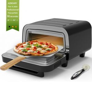 Four à pizza électrique - AZMSARY - Modèle professionnel - 6 programmes - 80℃-450℃ - Pierre à pizza incluse