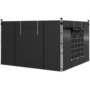 Kiosque - Gazebo Lot De 2 Panneaux Latéraux Tonnelle 3x3&3x6m Fenêtre Velcro Imperméable Oxford Protection Vent Noir