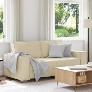 Moderne Canapé Loveseat-Canapé Relax convertible- crème 140 cm en simili cuir - Canapé salon Mode @FR(161201)