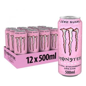 Boissons énergisantes sans sucre Monster Energy - Monster Energy Ultra Zero Sugar - Strawberry Dreams Pack de 12