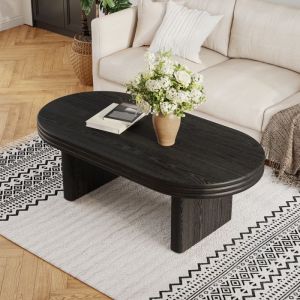 Table basse ovale table dappoint de canap&eacute; - Style champ&ecirc;tre 120&times;60&times;415 cm MDF Noir