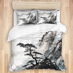 PARURE DE COUETTE SU Parure de lit AdultePaysage Chinois Japonais Peinture Encre De Chine Montagne Arbre Jardin1 Housse de Couet136