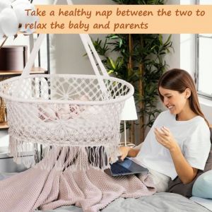 Sinbide Berceau Suspendu Bébé Hamc bebe Lit Suspendu bebe Couffin Suspendu de Haute qualité Hamac pour bébé- en Corde De Coton