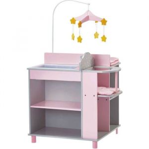 Olivias Little World Table à Langer Poupée Grise Polka Dots Princess avec Espace de Rangement