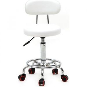 Tabouret,Tabouret cosmétique roulette pour spa massage avec dossier (33 x 33 x 87) cm,Blanc