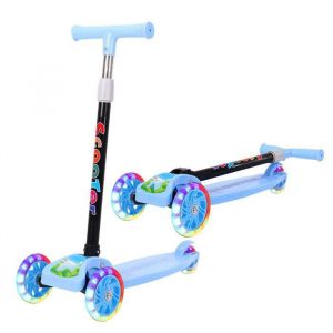 Trottinette pour Enfants 2 &agrave; 12 Ans Trotinette Pliable &agrave; 3 Roues LED Roues Lumineuses 4 R&eacute;glables en Hauteur Tricycle Pliable