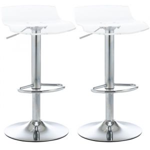 HOMCOM - Tabouret de bar - Acier - 39x39x87cm - Transparent