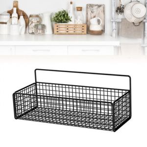 SALUTUYA Panier de bac &agrave; fil m&eacute;tallique de ferme Rack de rangement suspendu mural Panier de bac &agrave; fil de fer art lutrin Noir