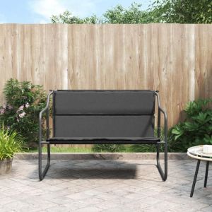 Banc de jardin &agrave; 2 places - vidaXL - Anthracite - Acier - Textil&egrave;ne - 110x70x74 cm - Profondeur du si&egrave;ge 53 cm