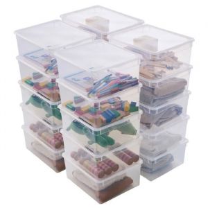 Lot de 20 boites de rangement en plastique avec couvercle Sundis CLEAR BOX 18L L.40 x l.335 x h.17 cm Transparent