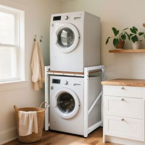 Meuble &eacute;tag&egrave;re de Rangement Dessus Machine &agrave; LaverKit dempilage pour Lave-linge et S&egrave;che-linge &agrave; Chargement Frontal 73*63*105cm