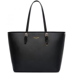 Sac Cabas Femmes Lycéenne - L882 S0308D - Noir - Cuir - Bandoulière - Grande Capacité et Volume