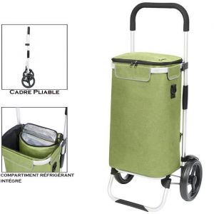 Cruiser Allround - Chariot de courses pliable 41 ltr avec compartiment isotherme - Sac de courses amovible Imperm&eacute;able - Vert
