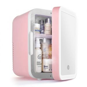 Mini Frigo pour Chambre Mini Frigo Cosmetique avec Miroir LED Petit Fr-igo de 4L Portable F-rigo Voiturepour Soins de la Peau