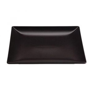 Lot de 12 assiettes carrés LAURA  assiette plates pour service de table en porcelaine noir - L 26 x l 26 x H 25 cm