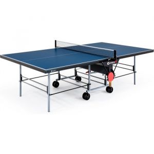 Table tennis de table - SPONETA - S3-47i - Pliable - Usage int&eacute;rieur - Filet fixe ajustable + de supports lat&eacute;raux - Gris et bleu