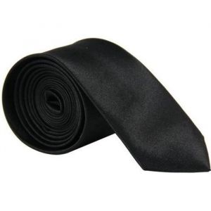 Cravate Noire Unie Slim Pour Homme/Femme Mixte - Satin Noir Uni - 140 x 5 cm