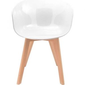 Fauteuil Style Scandinave Mac Andrews Avec Pieds En Bois De H&ecirc;tre Spirit - Blanc