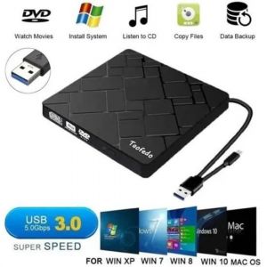 Graveur Lecteur CD/DVD Externe USB 3.0 Graveur DVD Externe CD Enregistreur RW/ROM Mince ROM Transmission Rapide C&acirc;ble USB Int&eacute;gr&eacute;e