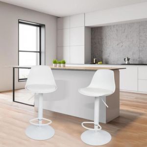 XJING-Tabouret de bar - Lot de 4 - Tabouret de bar moderne - &Eacute;l&eacute;gant et durable -Blanc- Capacit&eacute; de 120 kg