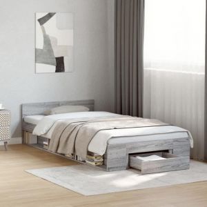 Cadre de lit - 1PLACE - Structure de lit SIMPLE avec tiroir - sans matelas - sonoma gris 90x190 cm 6242408