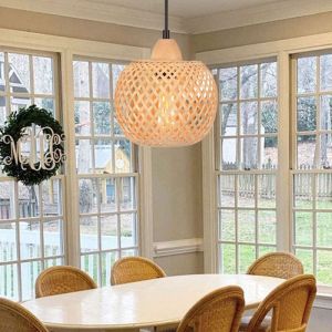IDEGU Lustre Suspension Vintage - Bambou - Style Campagne - Ø25CM