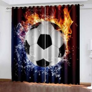 Rideau Occultant - Football créatif - Thermique et Insonorisation - 80x240cm x 2pcs - Coloré