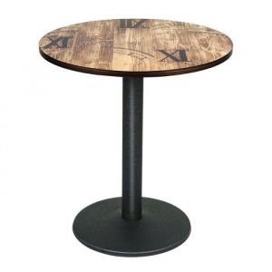 Table de Bar RondeTable de Bistrot Industriel R&eacute;troavec Pied en Ferpour 1-4 Personnes60x60x75 cmCouleur bois