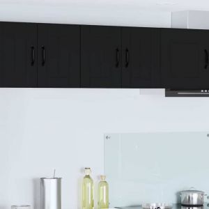 Moderne Meuble mural de cuisine - Meuble haut/Armoire suspendue Noir 60 x 31 x 40 cm Bois ding&eacute;nierie@FR(728631）