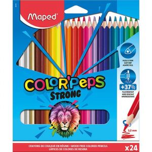Crayons de Couleur - Maped - STRONG ColorPeps - 24 Crayons - Ultra-r&eacute;sistants - Ergonomiques