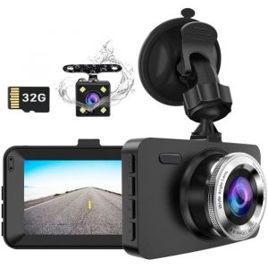 caméra de voiture avant et arrière dash cam enregistreur à double objectif avec carte sd 1080p full hd écran 30 enregistreme