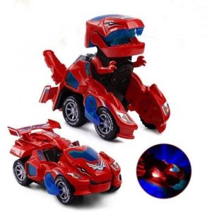 Voiture DinosaureTransformers Dinosaure Voiture Dinosaures Enfant Jouetavec Musique pour 3 à 7 Ans Jouet éducatif Cadeau (Rouge)