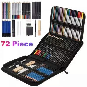 72 Meilleur Crayons de Couleurs Outils Sets de dessin de bois en Zipper Pencil Case-Coffret de kit professionnel