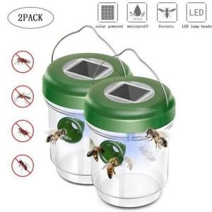 Lot de 2 Pi&egrave;ges &agrave; Mouche Gu&ecirc;pes et Moustique  Attrape Anti-Insectes Frelons - Solaire avec Lumi&egrave;re LED