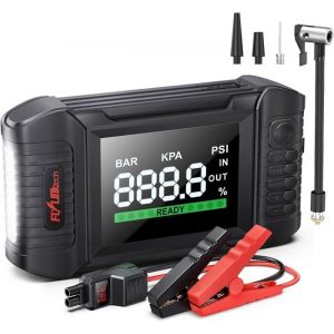 5000A Booster Batterie Voiture Avec Compresseur，Portable Jump Starter (All Gas/100 L Diesel) 12V Demarreur Batterie Voiture
