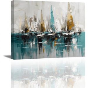 Toile Tableaux Bateau Abstrait HD Impression sur Toile Photo Tendues et Encadrées Prêt Toile Tableau Décoration Murale 60x40cm