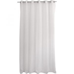 Rideau Voilage Grande Largeur- Polyester 240x240 cm Blanc Collection Sabl&eacute; Pr&ecirc;t &agrave; Poser Lavable &agrave; 30&deg; pour Toutes Les Pi&egrave;ces