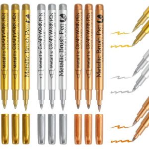 9 Feutre Dore Et ArgenteStylo Dor&eacute; Et Argent&eacute;Marqueurs PermanentsMarqueur M&eacute;tallique BrillantMarqueur Effet Paillet&eacute;