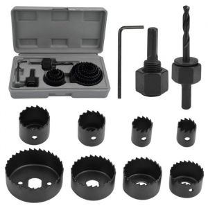 11Pcs Coffret Scie Cloche19mm-64mm Bois Scie Cloche Placo Coffret Scies Tr&eacute;pans pour le Per&ccedil;age Pr&eacute;cis de Trous Dans le Bois