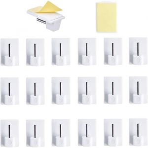HO2NLE 20 pcs Rideaux Crochets Adhésifs pour Tringle Rideau Crochet Autocollant Accroche Rideau sans Percage pour Rideau Canne d57