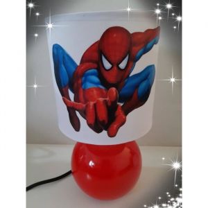 LAMPE CHEVET SPIDER MAN PIED CERAMIQUE ROUGE