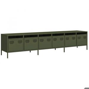 Console TV VENT-FLASH - Banc TV Meuble TV - vert olive 202x39x435 cm acier laminé à froid - Meuble de Salon（50204）ZLH