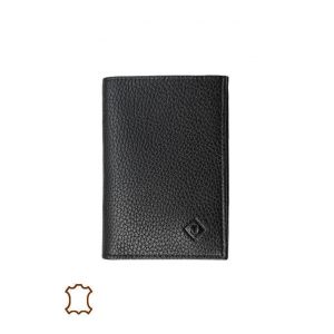 Portefeuille - Homme/Femme - Cuir - Cro&ucirc;te de Cuir - Vachette - Noir - V&eacute;ritable - 3 Volets - 135 x 10 cm