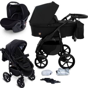 GagaDumi Boston combinée 3 en 1 poussette nacelle Siège-Auto avec tous les accessoires Landau (B5-Noir)